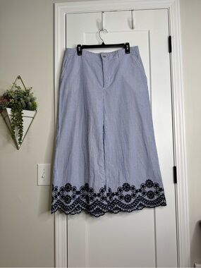 ZARA Striped Pants with Embroidery